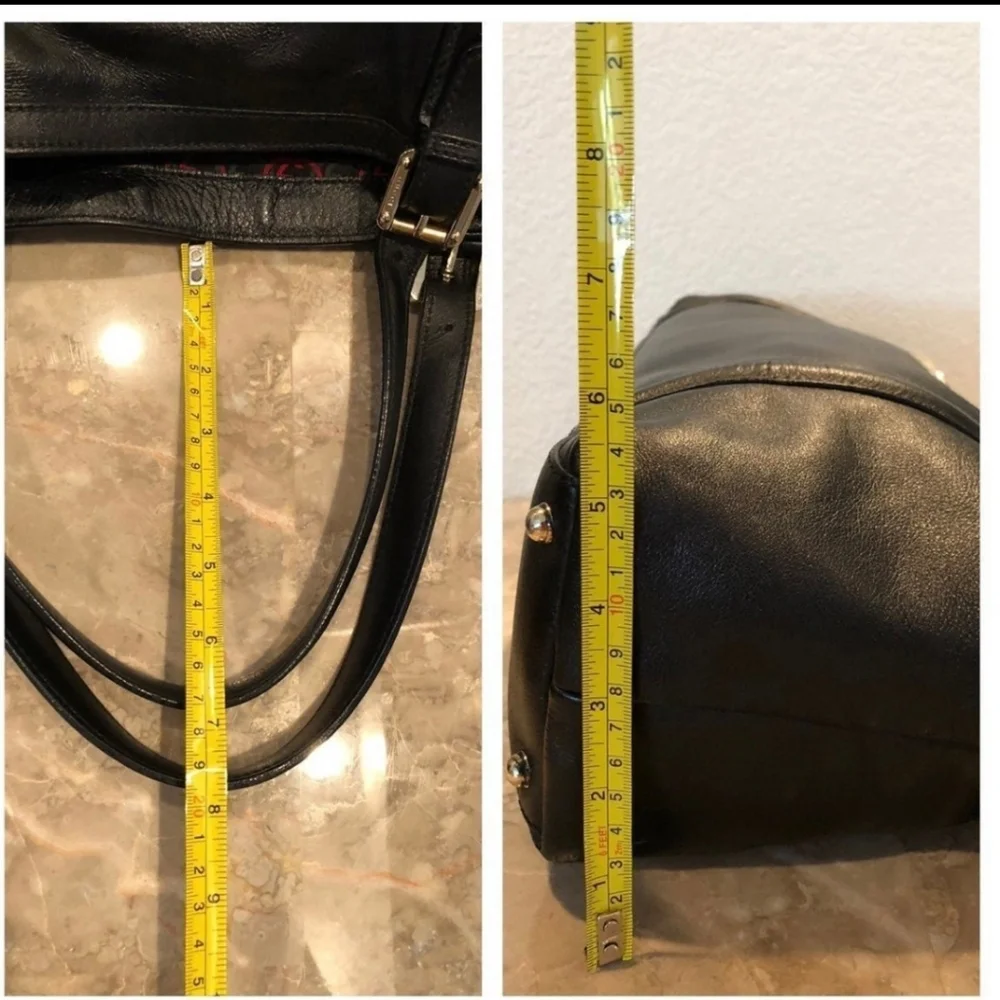 Gucci Black Leather Tote with Gold GG Emblem